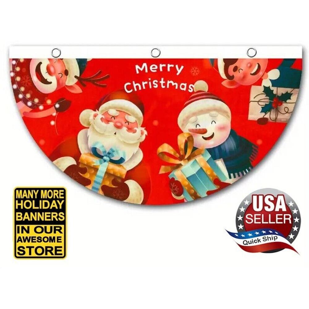 Merry Christmas Festive Banner Décor • Indoor•Outdoor • Santa • Snowman • Elves